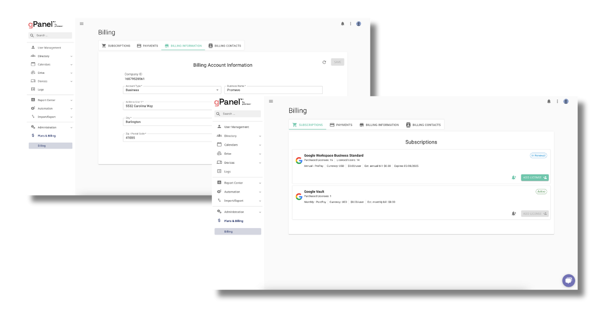 Upgraded Interface for Billing