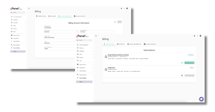 Billing UI Screenshots