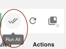 gPanel Contact Sync toolbar with the Run All icon highlighted to simultaneously trigger all visible synchronization policies.