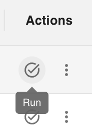 gPanel Contact Sync Actions column with a tooltip highlighting the Run icon to manually execute a synchronization policy.