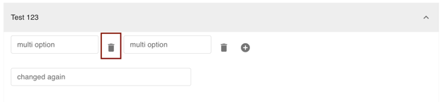gPanel Custom Attributes interface with the trash can icon highlighted for deleting a data field.