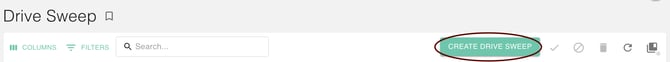 gPanel Drive Sweep dashboard with the Create Drive Sweep button highlighted to begin automating file ownership transfers.