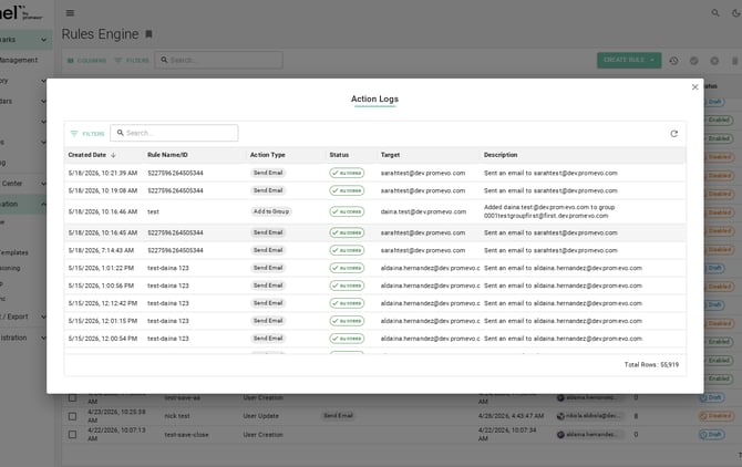 Action Logs Screenshot