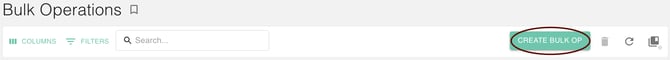 The image shows a user interface with a section titled 'Bulk Operations' at the top. Below the title, there are two buttons labeled 'COLUMNS' and 'FILTERS'. 