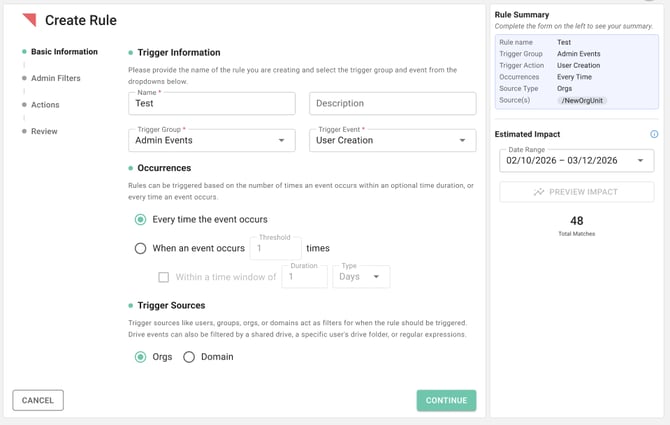 Impact Estimation Screenshot