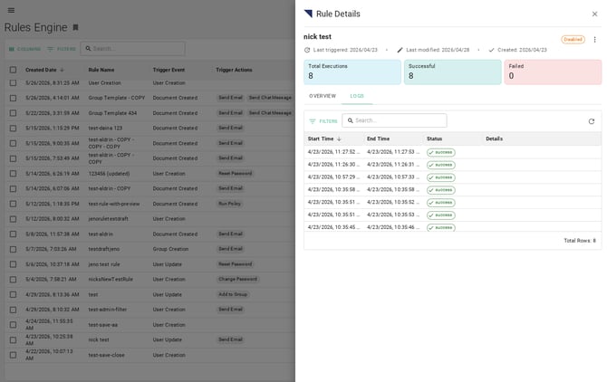 View Rules Engine Logs Screenshot