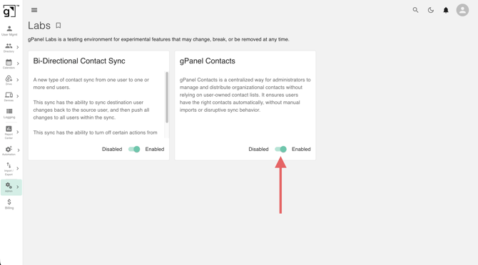gPanel Contacts - Enabling Labs v4