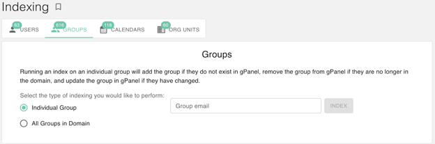 The image shows a user interface with a navigation bar at the top indicating options such as 'USERS', 'GROUPS', 'CALENDARS', and 'ORG UNITS'.