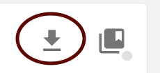 The image shows two icons side by side. On the left, there is a circular icon with a downward arrow, indicating a download function. On the right, there is a square icon with a vertical line that resembles a power button or a select option, possibly indicating a power or option button.