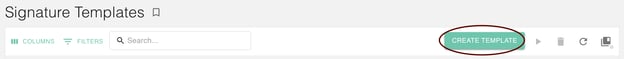 gPanel Signature Templates dashboard with the Create Template button highlighted to begin designing a centralized email signature.