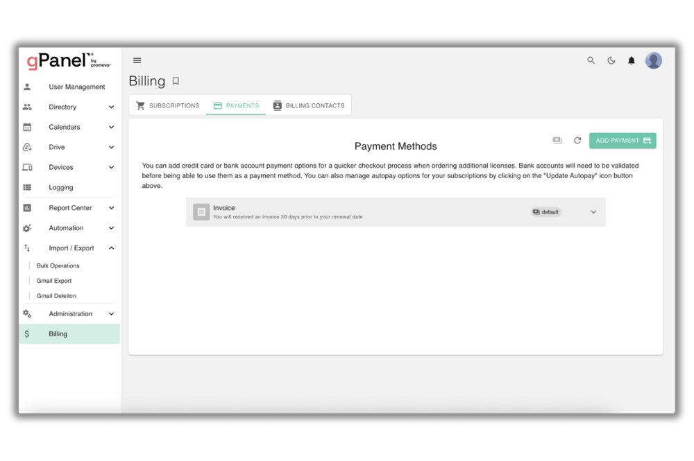 gPanel Billing 2
