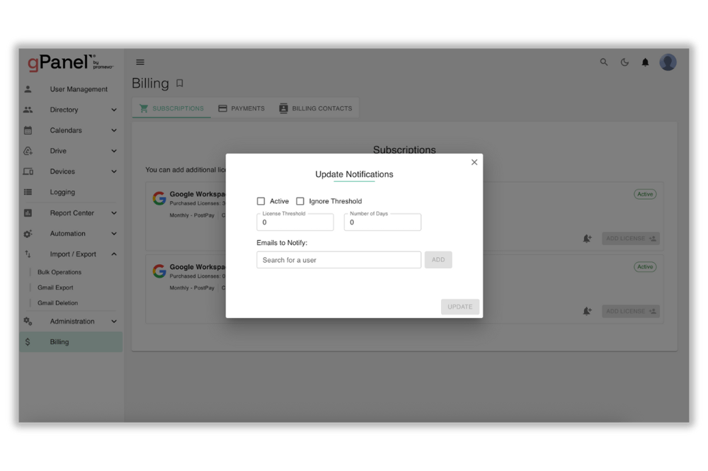 gPanel Billing 3