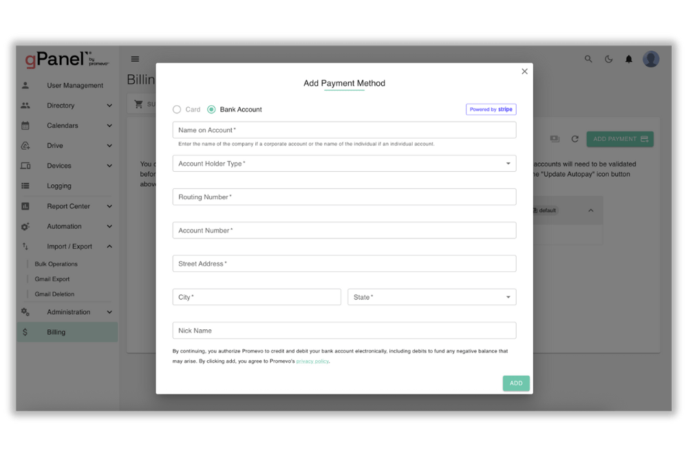 gPanel Billing 4
