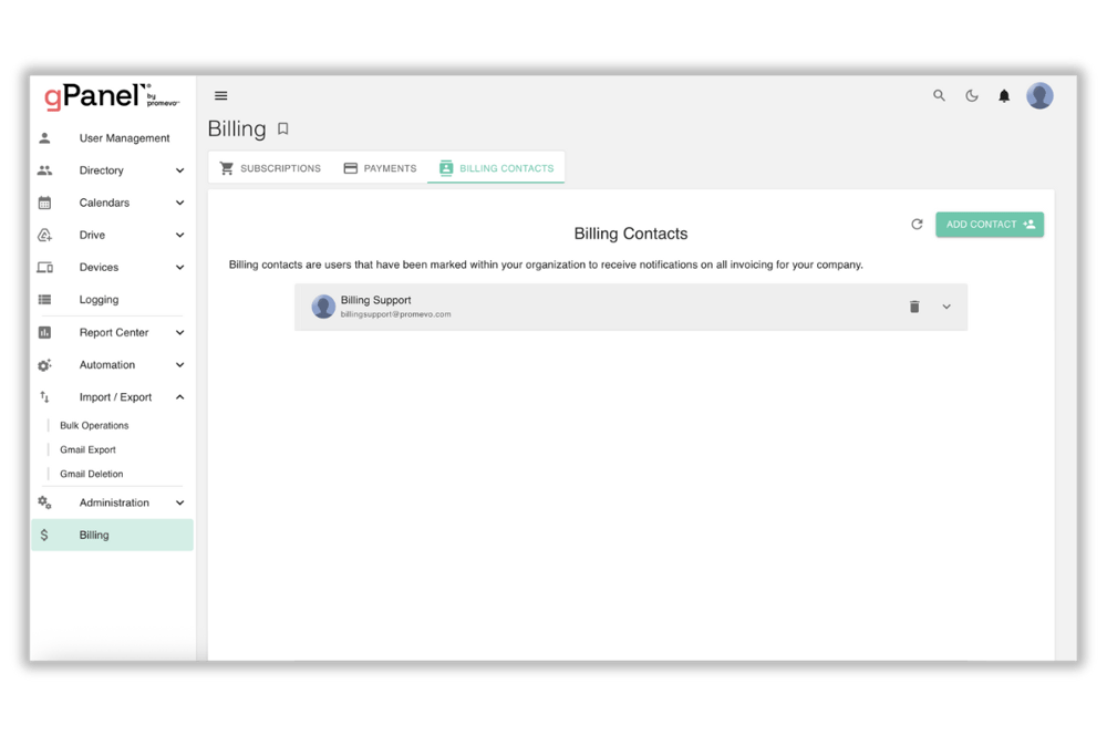 gPanel Billing 5