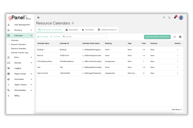 gPanel Calendar Management 3