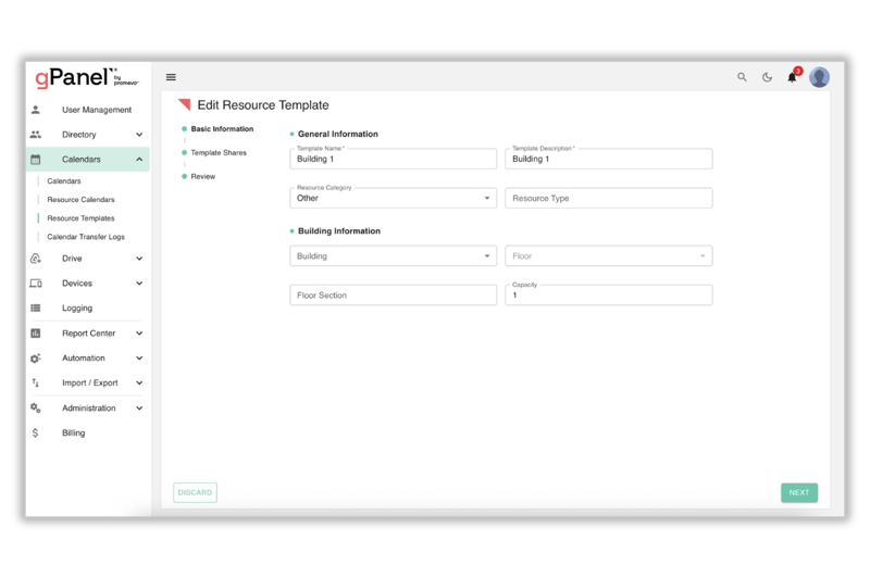 gPanel Calendar Management 5