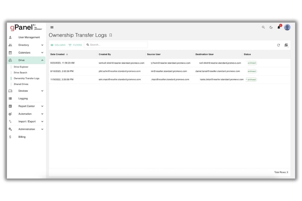 gPanel Drive Management 1