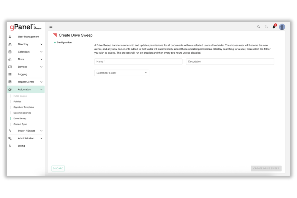 gPanel Drive Management 3
