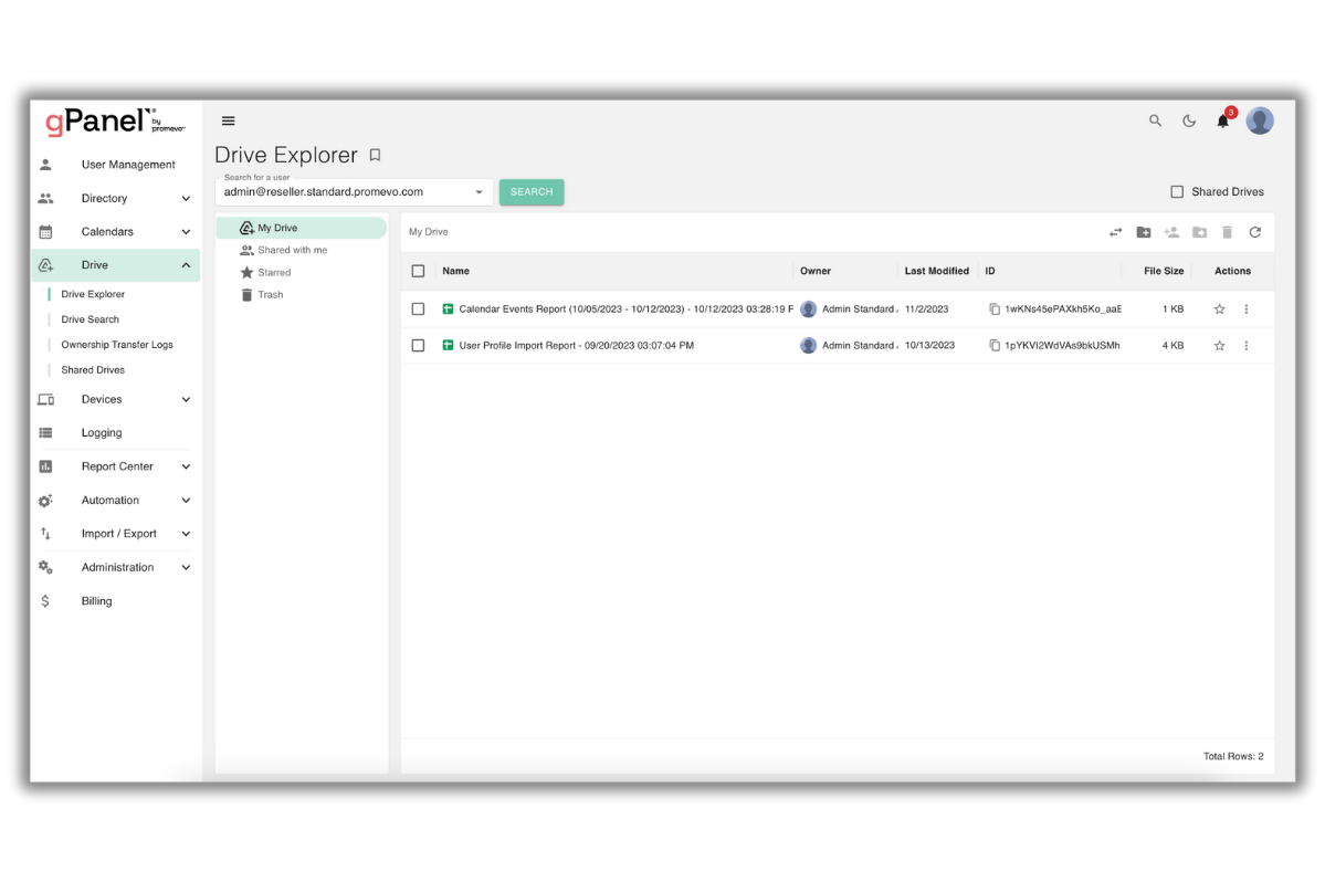 Gpanel Drive Management for Google Workspace | gPanel by Promevo