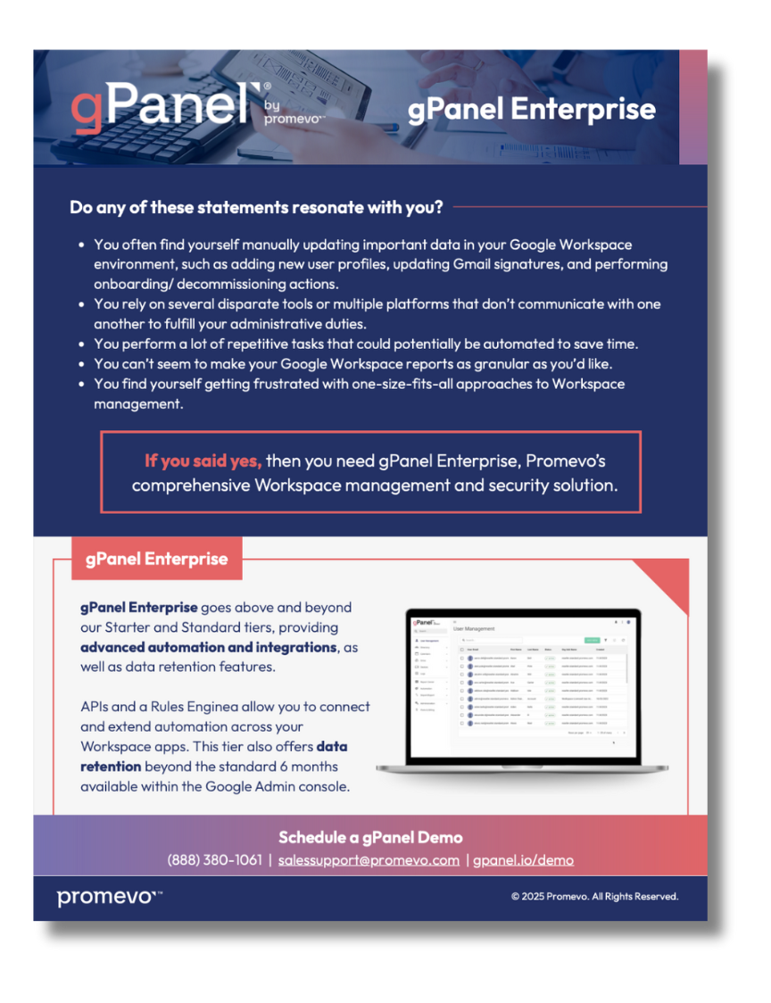 Thank You for Downloading the gPanel® Enterprise One-Pager