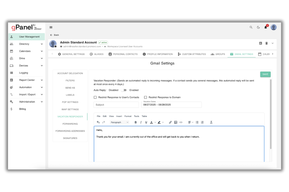 Gpanel Gmail Management for Google Workspace | gPanel by Promevo