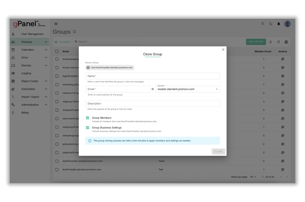 gPanel Group Management 8