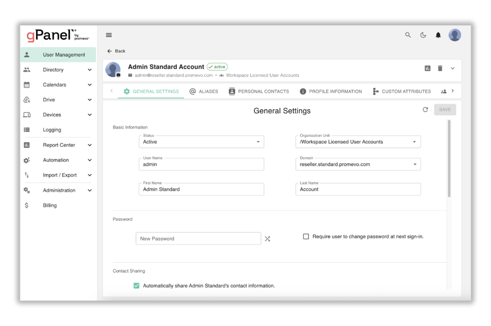 gPanel User Management 3