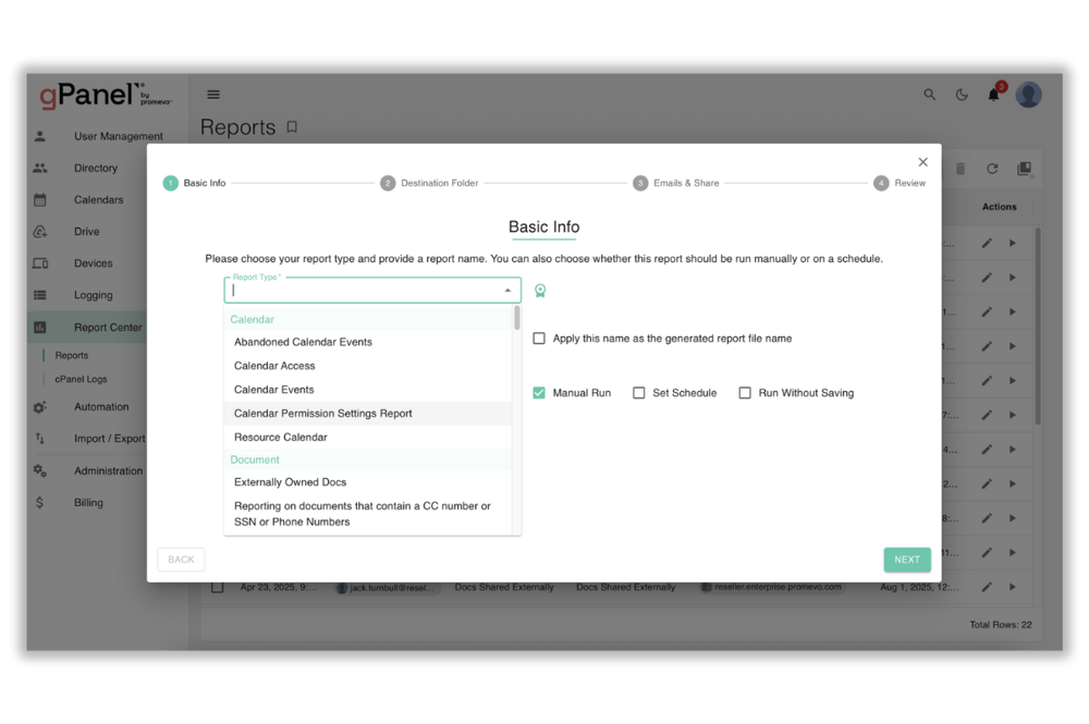 gPanel Reporting 2