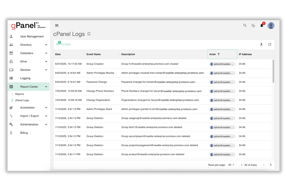 gPanel Reporting 5