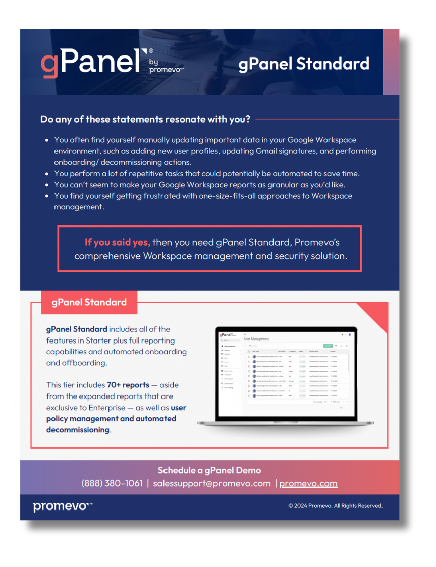 gPanel® Standard by Promevo One-Pager