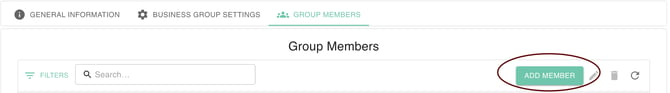gPanel Group Members management interface with the Add Member button highlighted.