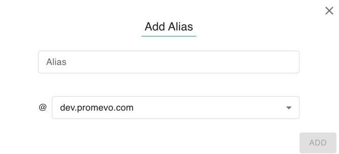 gPanel Add Alias dialog for creating new email aliases.