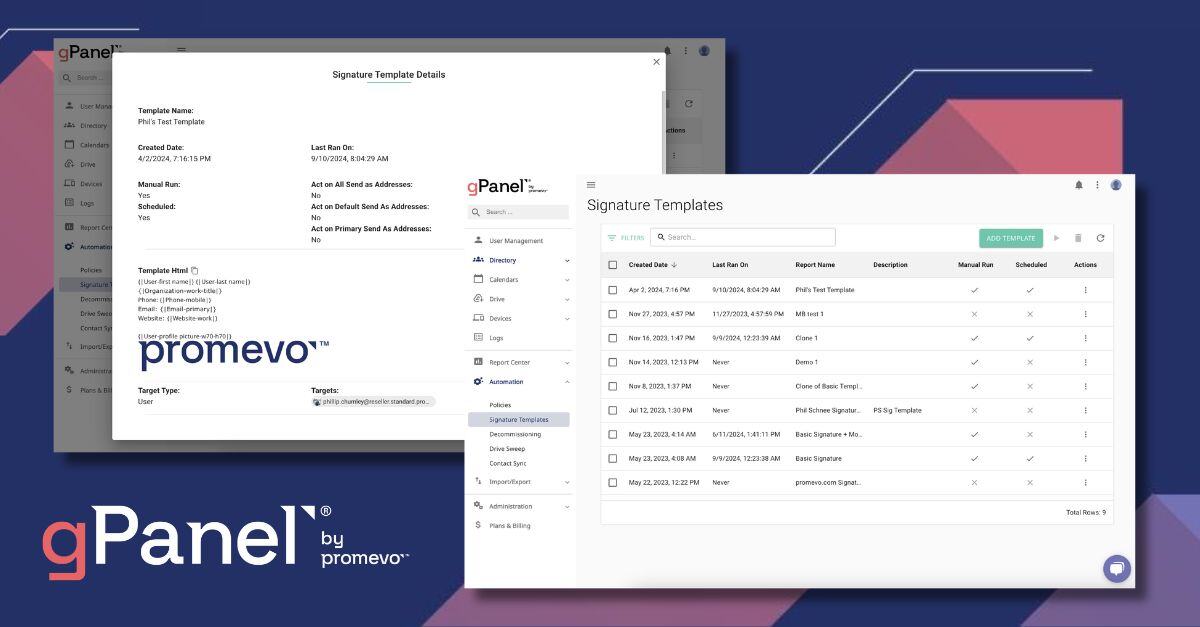 Upgraded Interface for Signature Templates